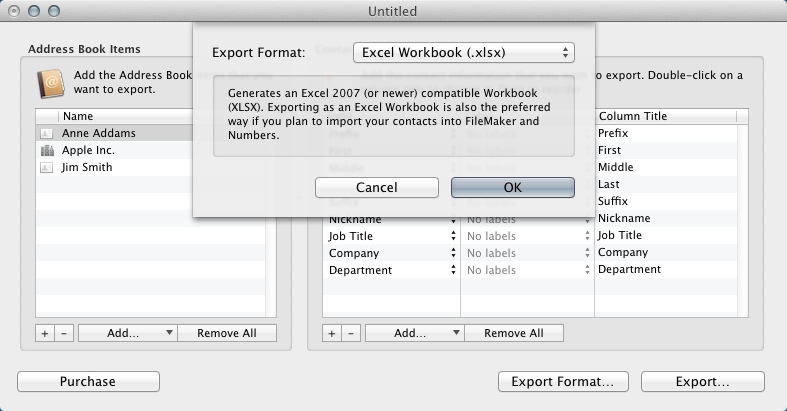 Export Address Book 1.8 : Exporting Contacts Info