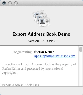 Export Address Book 1.8 : About Window