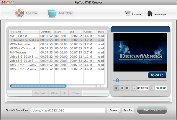 RipToo DVD Creator for Mac 3.2 : Main Window