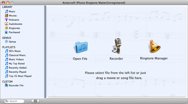 Aimersoft iPhone Ringtone Maker for Mac 1.6 : Main Window