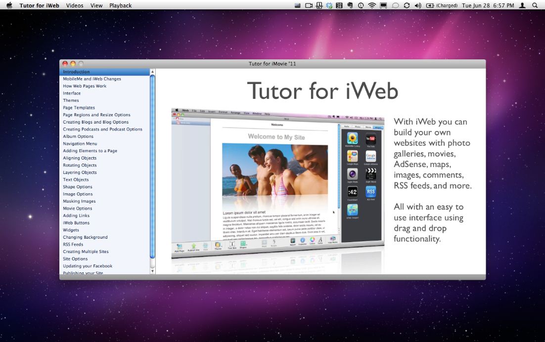 Tutor for iWeb 1.1 : General view