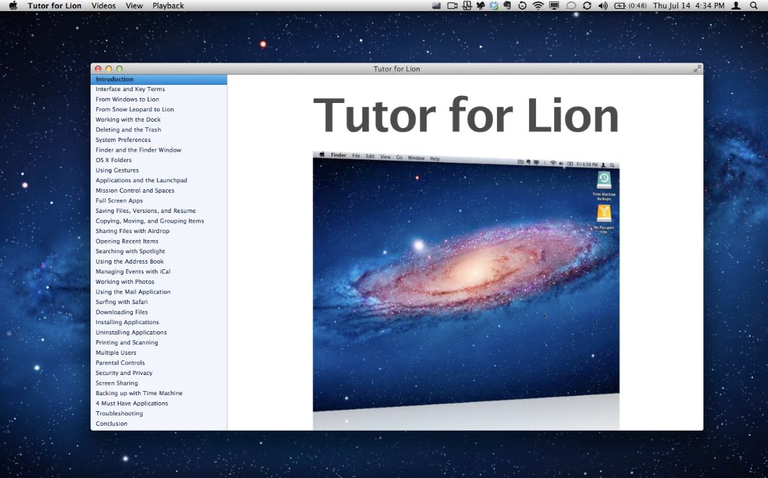 Tutor for Lion 1.0 : General view