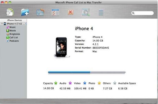 iMacsoft iPhone Call List to Mac Transfer 2.7 : General view