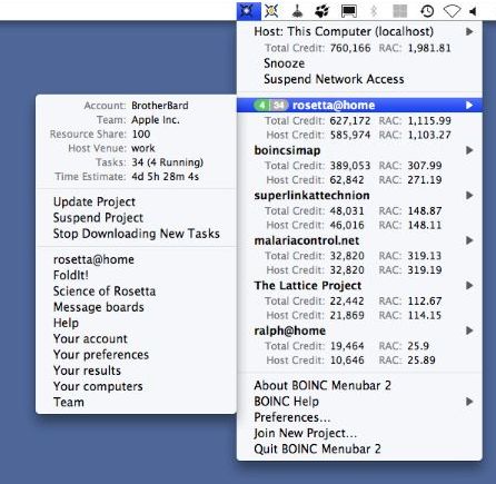 BOINCMenubar 2 0.1 beta : Main window