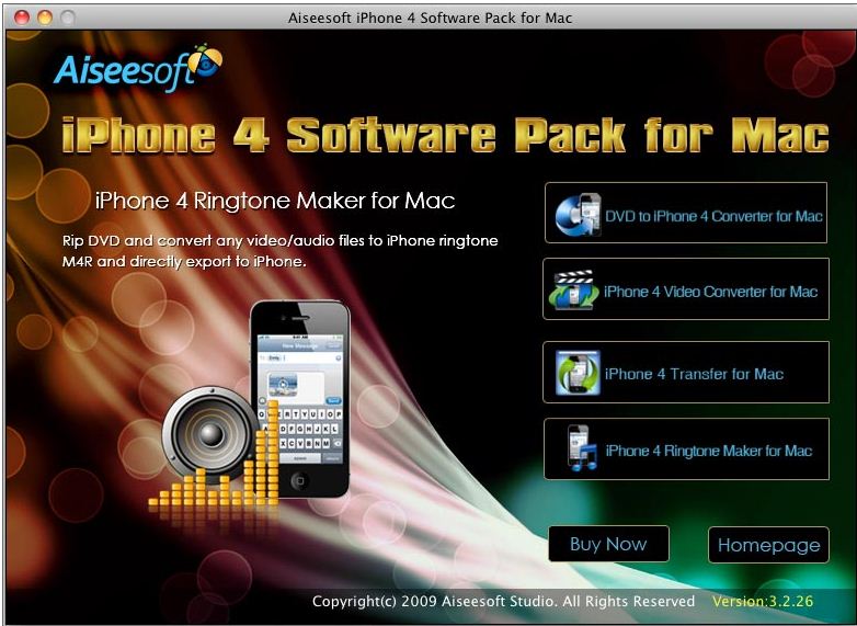 Aiseesoft iPhone 4 Software Pack for Mac 3.2 : General view