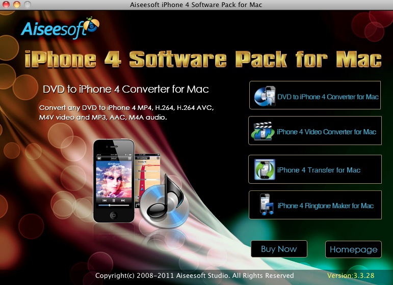 Aiseesoft iPhone 4 Software Pack for Mac 3.3 : Launcher