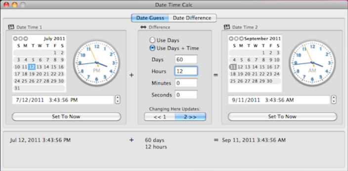 Date Time Calc 1.1 : Main Window