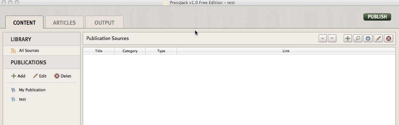 Pressjack Free Edition 1.0 : Main window