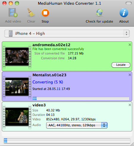 MediaHuman Video Converter 1.1 : Main Window