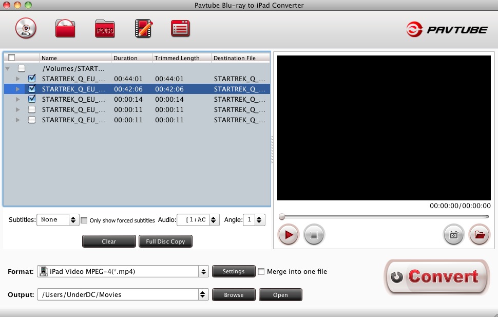 Pavtube Blu-ray to iPad Converter 1.0 : Main window