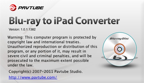 Pavtube Blu-ray to iPad Converter 1.0 : About window