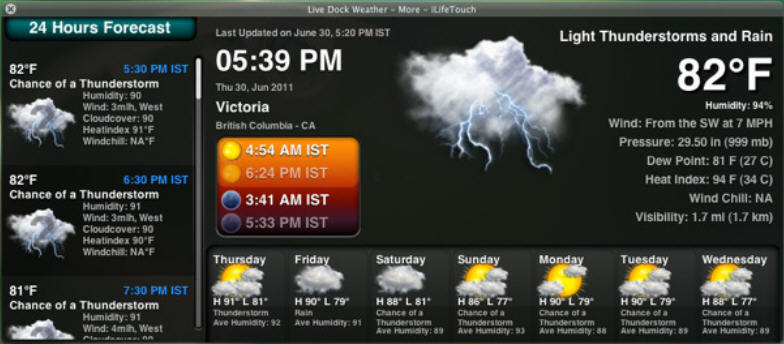 Live Dock Weather 1.8 : Main Window