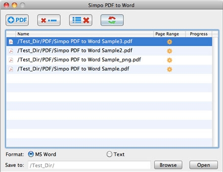 Simpo PDF to Word 1.1 : Main Window