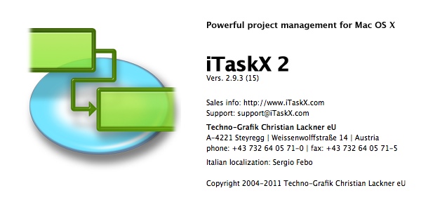 iTaskX 2.9 : About window