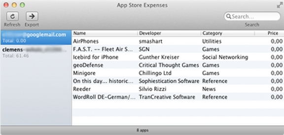 App Store Expenses 2.0 : Main Window