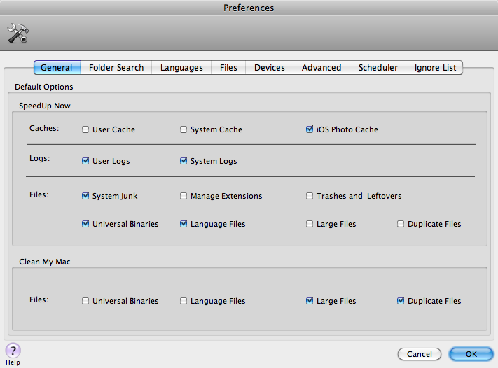 SpeedUpMac 2.0 : Program Preferences