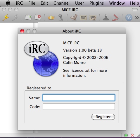 IRC 1.0 beta : Main window