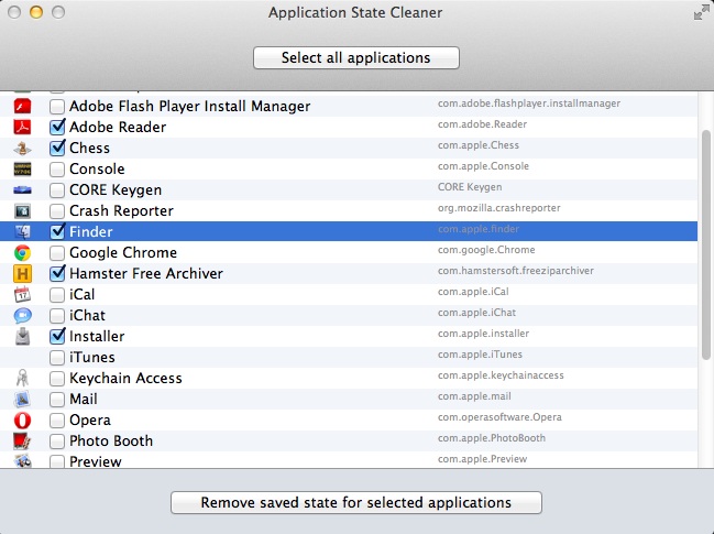 Application State Cleaner 1.0 : User Interface