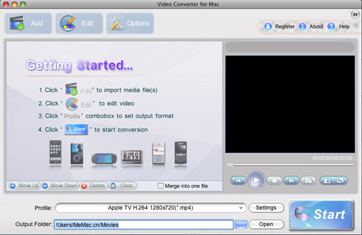 Mac Video Converter 2.8 : Main Window