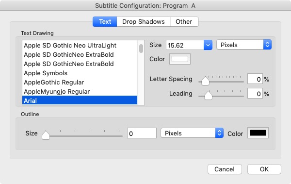 MacCaption 7.0 : Subtitle Configuration