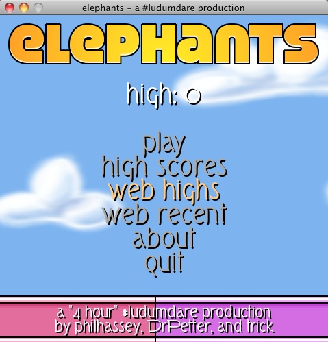 Elephants 1.0 : Main menu