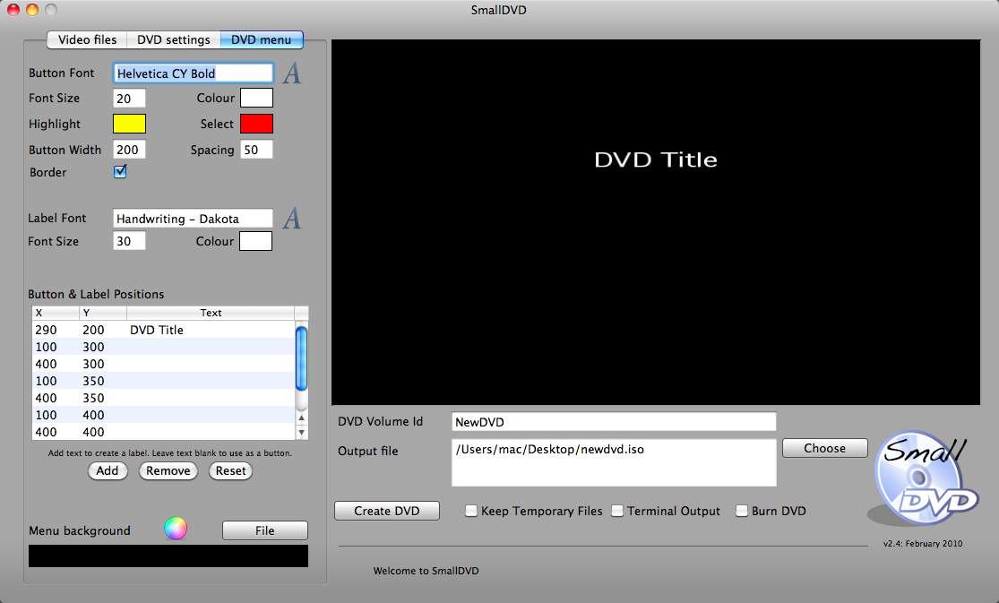 SmallDVD 2.4 : DVD Menu