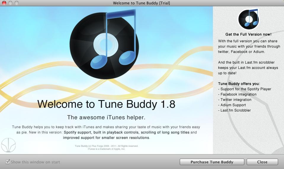 Tune Buddy 1.8 : Welcome Screen