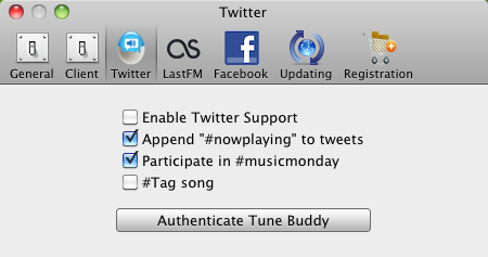 Tune Buddy 1.8 : Preferences - Twitter