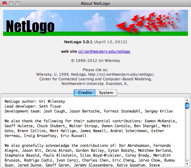NetLogo 5.0 : About Window
