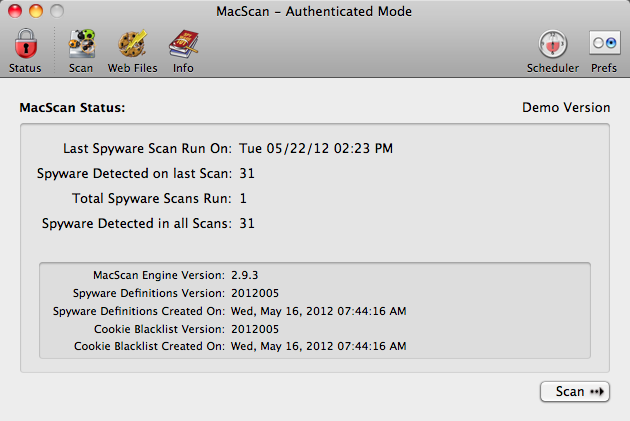 MacScan 2.9 : Main Window