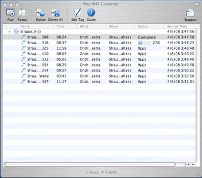 MAC M4P Converter for iTunes 6.0 : Main Window