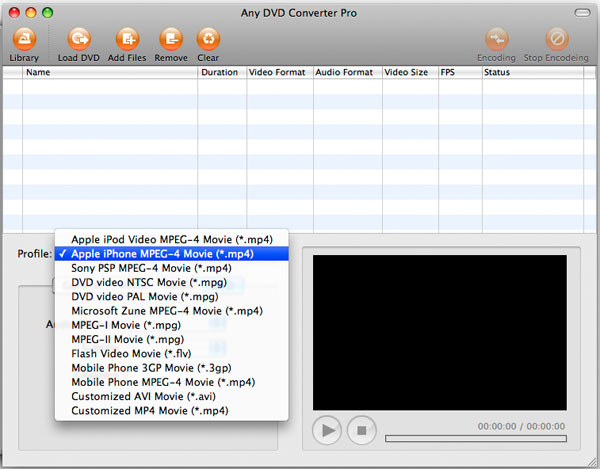 Any DVD Converter for Mac 3.3 : Main Window