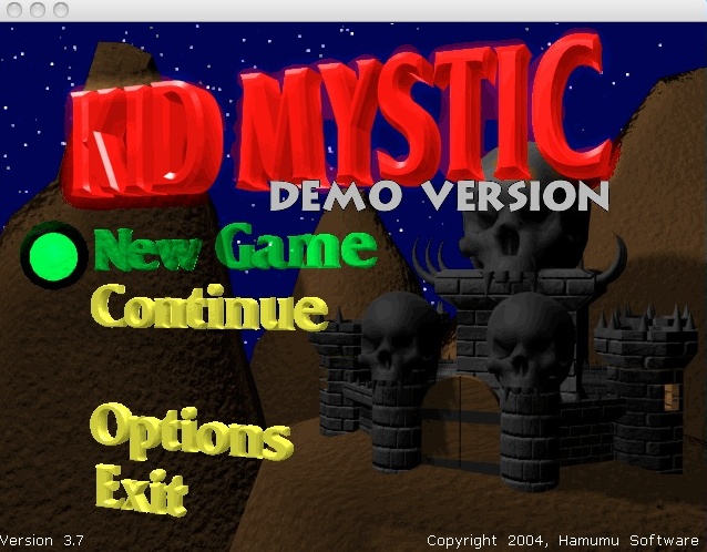 Kid Mystic Demo 3.7 : Main menu