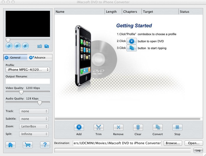 iMacsoft DVD to iPhone Converter 2.7 : Main window