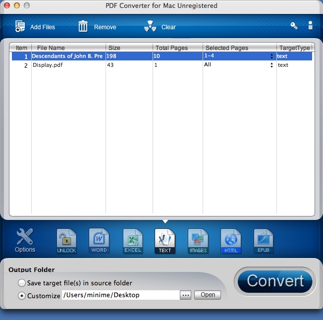 PDF Converter for Mac 3.2 : Main Window