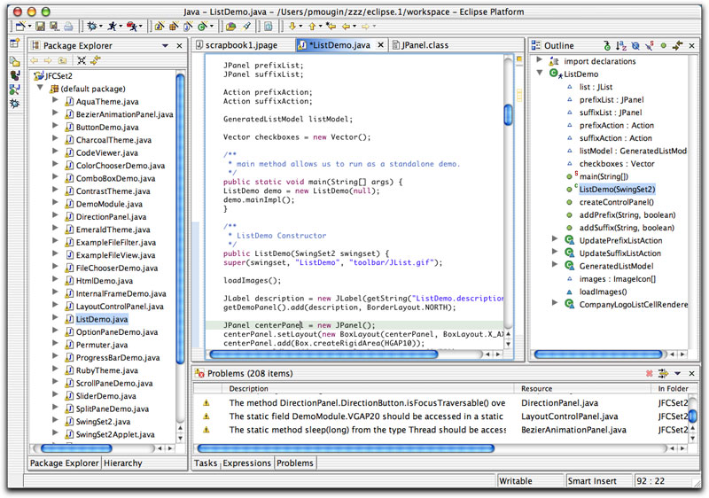 Eclipse IDE for Java 3.7 : Main window