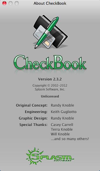 CheckBook 2.3 : About