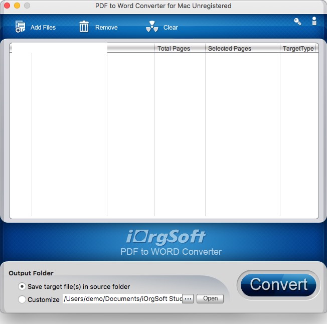 iOrgsoft PDF to Word Converter 3.1 : Main Window