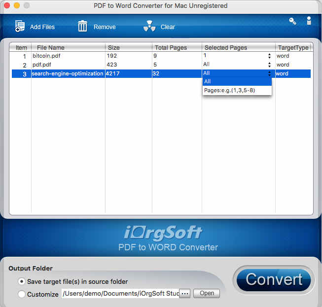 iOrgsoft PDF to Word Converter 3.1 : Selected Page