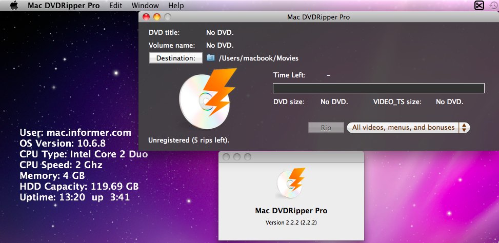Mac DVD Ripper Pro 2.2 : Main window