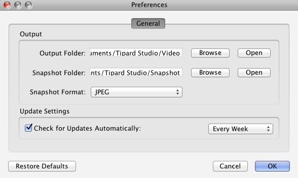 Tipard MP4 Video Converter for Mac 3.6 : Preferences