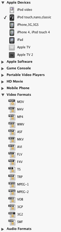 Aimersoft Video Converter for Mac 2.0 : Formats