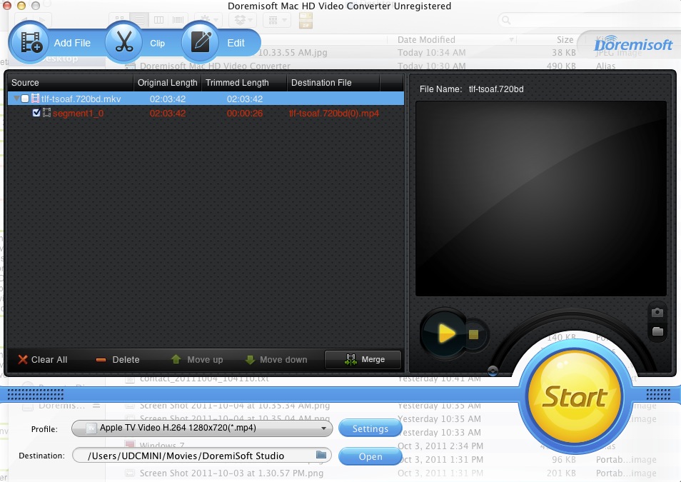 Doremisoft Mac HD Video Converter 3.1 : Main window