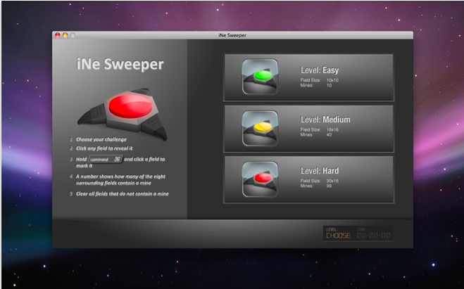 iNe Sweeper 1.1 : Main window