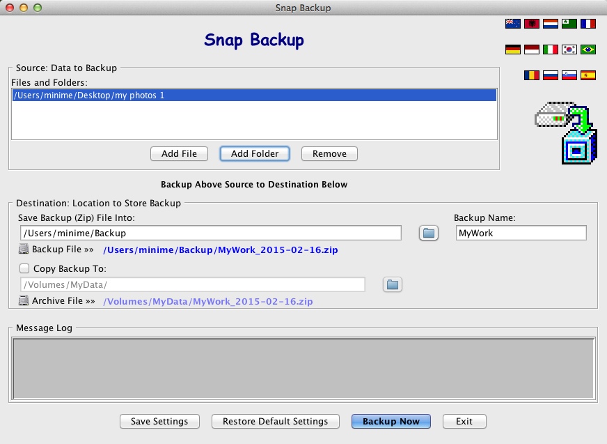 Snap Backup 5.6 : Main Window
