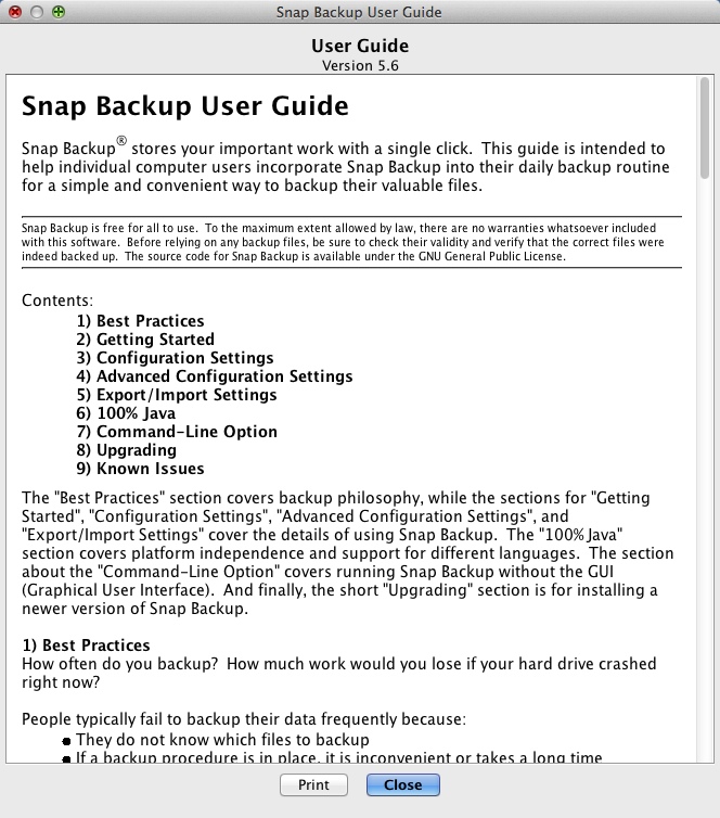 Snap Backup 5.6 : Help Guide