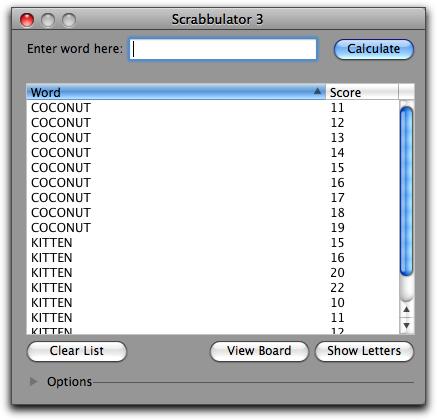 Scrabbulator 3.0 : Main window