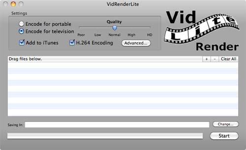 VidRender Lite 1.0 : Main window