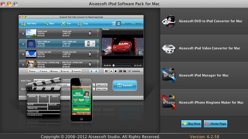 Aiseesoft iPod Software Pack for Mac 6.2 : Launcher