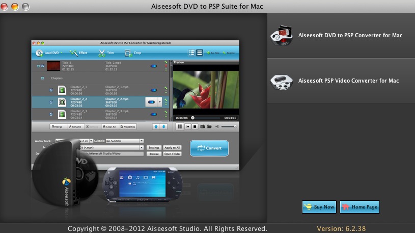 Aiseesoft DVD to PSP Suite for Mac 6.2 : Launcher